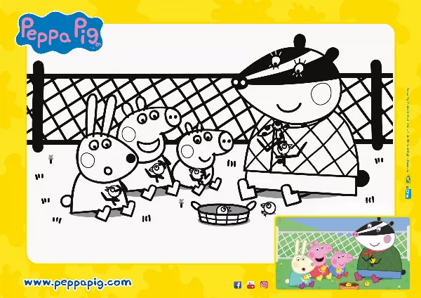 Peppa Pig Chicks Colouring Sheet